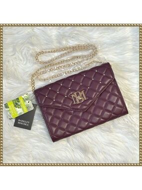 Badgley Mischka Plum Gold Quilted Crossbody Bag
